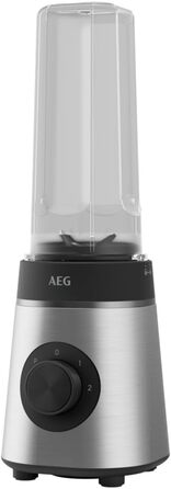 Міксер AEG MiniMixer SB4-1-4ST / Двигун 350 Вт / 23 000 об/хв / 2 посудомийні машини та ударостійкі пляшки для пиття 600 мл / 4-лезовий ніж / поворотне керування / без бісфенолу А / імпульсна кнопка / блендер з матової нержавіючої сталі, в т.ч. 2 шт. пляш