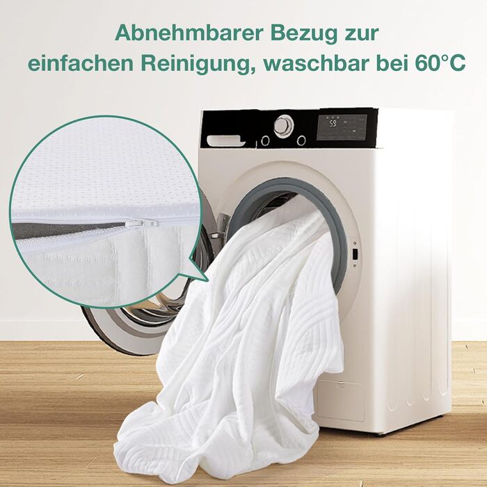 Наматрацник Novilla 80x200 см H2/H3, наматрацник з холодної піни 80x200 заввишки 5 см - протиковзкий, пральний наматрацник для матраців, ліжок з пружинним блоком та гостьових ліжок, сертифікований Oeko-Tex 5 см 80x200 см