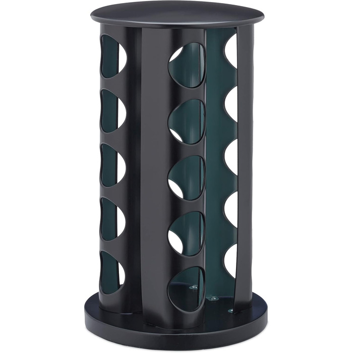 Карусель для спецій Relaxdays з 20 баночками для спецій, включаючи вставку-шейкер, обертова, багаторазова підставка для спецій для кухні, чорна