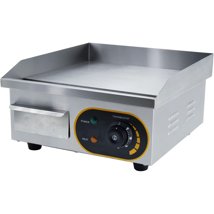 Електрична гладка сковорода, професійний гастроелектричний гриль Електрична плита для гриля з чавунною поверхнею гриля 35.5 x 30 см 1500 Вт для ресторанів, кухні, комерційних, побутових тощо. 36 x 38 x 20 см