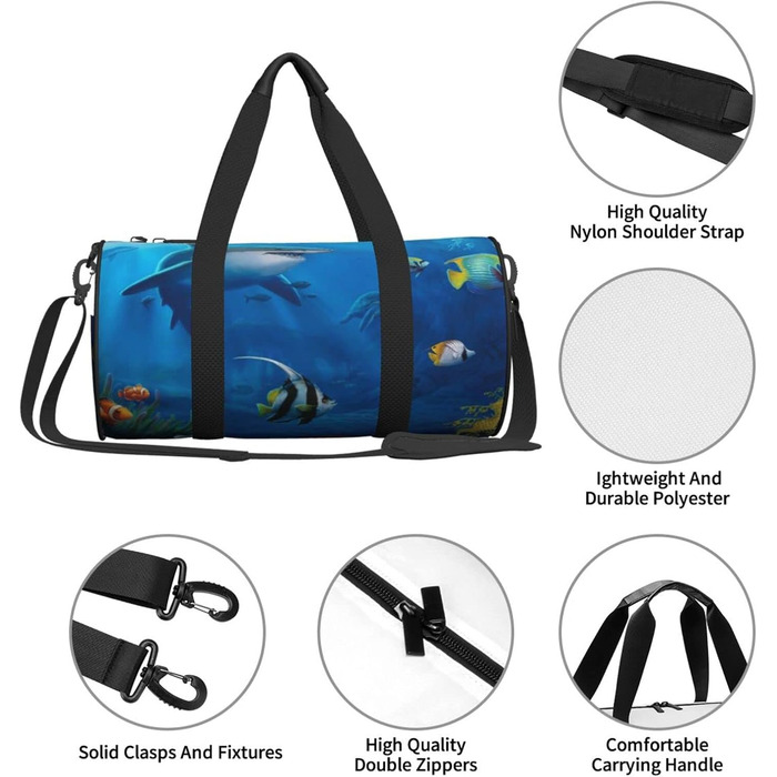 Спортивна сумка-мішок для подорожей Підводний світ, чорна, універсальний розмір, дорожня сумка на ніч