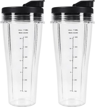 Запчастини для блендера GINOYA для кухонного комбайна та блендера Ninja CB350EU BN800EU BN750EU BN650EU BN495EU CB100EU, чашки 2 шт. з рукавами, сумісні з блендером Ninja