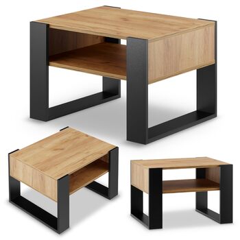 Журнальний столик для дивана Невеликий журнальний столик з чорного дуба з місцем для зберігання Сучасний журнальний столик Журнальний столик Невеликий столик Журнальний столик шириною 65 см Міцний журнальний столик з чорного дуба