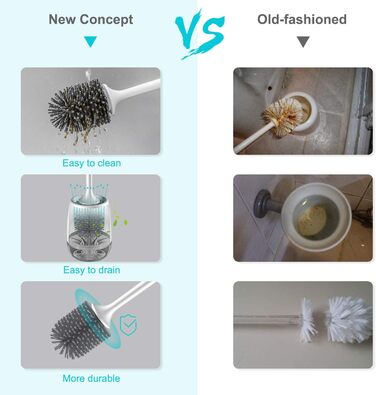 Щітка для туалету силіконова, EWEIMA щітка для туалету силіконова з набором швидкосохнучих тримачів, щітка для туалету настінна та