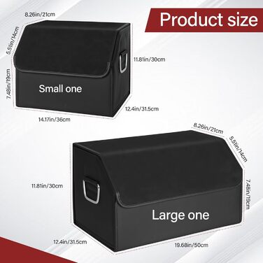 Органайзер для багажника JEYODA з алькантари, великої місткості, м'який органайзер для автомобіля та зберігання речей, складаний, з бортиком, для авто, позашляховика, джипа, седана, дому, кемпінгу (чорний, малий) Чорний, Малий