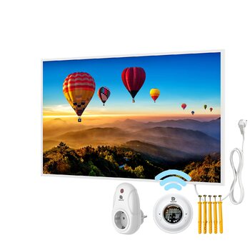 Інфрачервоний обігрівач BR Bringer Picture з рамкою, 800 Вт та термостатом з пультом дистанційного керування - Обігрівач для картин з УФ-друком - 100x60x1,8 см - Чіангмай, Таїланд