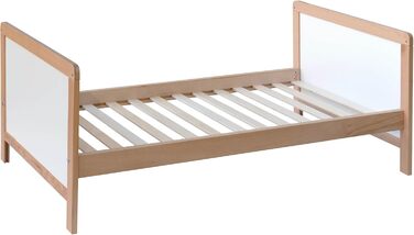 Дитяче ліжко Nelly 120x60 см Дитяче ліжко Натуральний/Білий Бук Регульована висота у 2 напрямках 3 знімні перекладини Сертифіковано EN 716