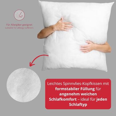 Улюблений комплект подушок 80x80 см, подушка для сну, подушка для ліжка 80 x 80 см, неткане полотно з поліпропілену спанбонд, подушка, подушка для алергіків, зроблено в ЄС, можна прати 80 x 80 см 1