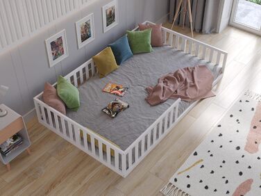 Дитяче ліжко Love For Sleep Floor Bed White 140x200 см, конструкція, зручна для дітей, дитяче ліжко Florence, дерев&39яне ліжко - ліжко Монтессорі 140x200 см з рейковою основою
