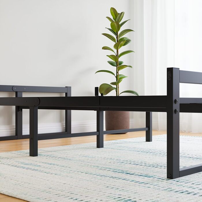 Ліжко 120x200 см, Каркас ліжка 120x200 з металевою рейковою основою, Металеве ліжко 120x200 см з місцем для зберігання - висота 32 см, Гостьове ліжко, Двоспальне ліжко, Пружинний матрац не потрібен, Чорний каркас ліжка 120 x 200 см