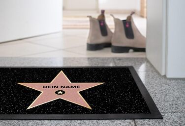 Персоналізований килимок для дверей MoonWorks з іменем, Голлівудська зірка з Алеї слави, персоналізований подарунок, нековзний та миється, білий, 60x40 см