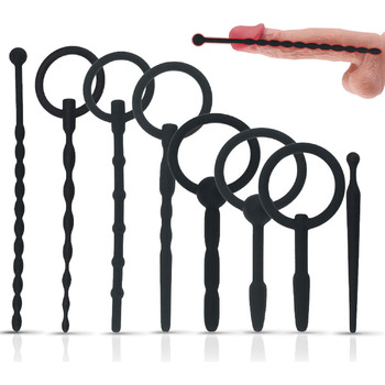 Розкішний набір з 8 уретральних розширювачів, силіконовий уретральний розширювач, багатофункціональні пробки, секс-іграшки, пеніс, стимуляція простати, еротична секс-іграшка для чоловіків, соло (чорний)