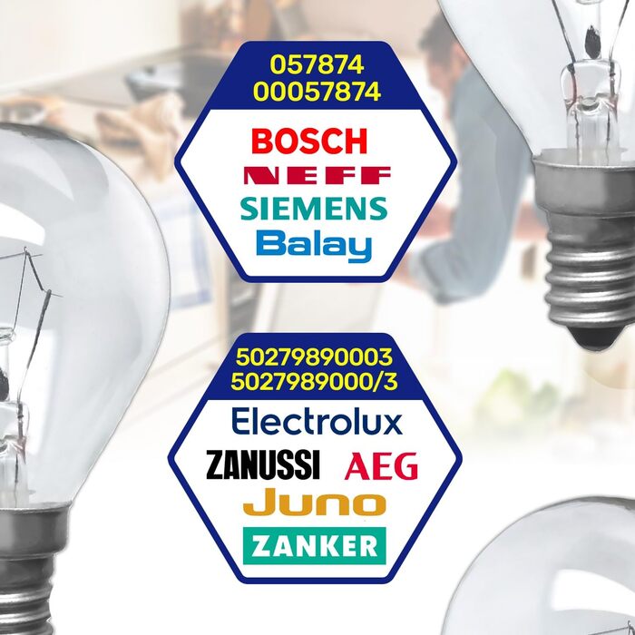 Лампа E14 для духовки 230V 40W 300С з оригінальним кодом 00057874 057874 для Bosch для Siemens 5027989000/3 50279890003 для Electrolux для AEG - MONTERAL