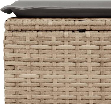 Табурет садовий з подушкою бежевий 55x55x37 см Poly Rattan,366092