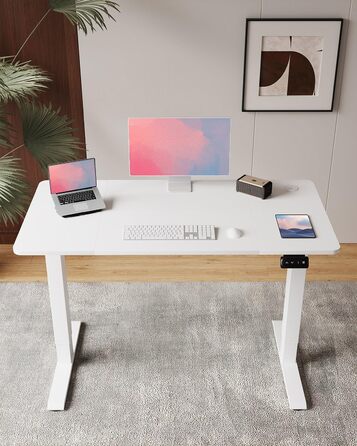 Стіл Flamaker з регульованою висотою, електричний стіл з регулюванням висоти для роботи сидячи та стоячи, комп&39ютерний стіл з функцією пам&39яті, міцний стіл для роботи стоячи, офісний стіл, 120 x 60 см, білуватий