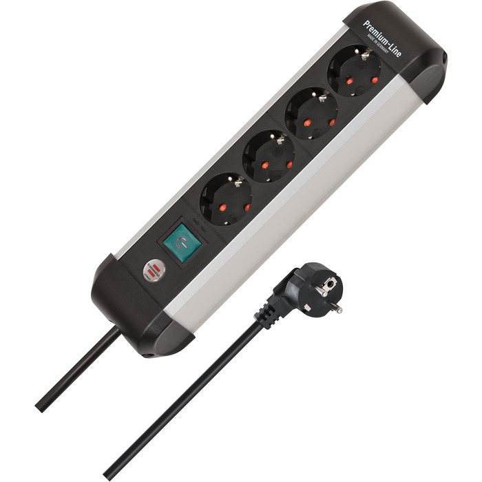 Розеткова планка Brennenstuhl Premium-Alu-Line 4-роздільна/розеткова планка з високоякісного алюмінію (розетка на кілька розеток з