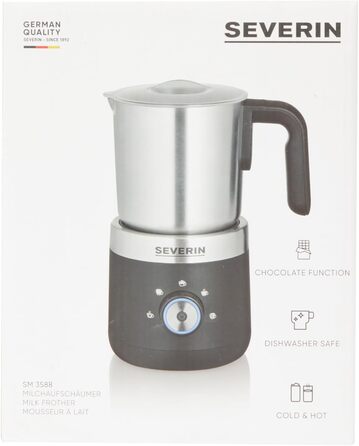 Піноутворювач для молока SEVERIN, електричний піноутворювач для молока з ємністю для молока з нержавіючої сталі, піноутворювач для