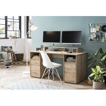 Письмовий стіл Schildmeyer Niels 701703, з полицею для 2 моніторів, декор дикого дуба