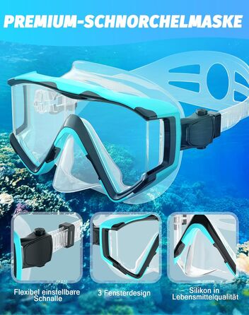 Набір для дорослого підводного плавання, покращена маска для дайвінгу та трубка, набір масок для підводного плавання із сухим верхом, професійне спорядження для дорослого підводного плавання, плавання, дайвінгу та підводного плавання з аквалангом (прозори