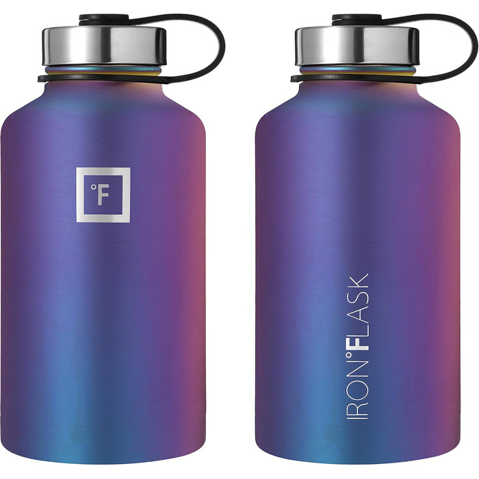 Спортивна пляшка для пиття Iron Flask - 1,8 л, 3 кришки (солом'яна кришка), герметична, з вакуумною ізоляцією з нержавіючої сталі,