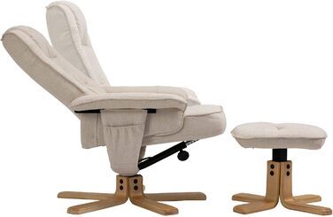 Крісло-реклайнер IDIMEX Charly з підніжкою, поворотне та регульоване по куту нахилу, бежевий максимум навантаження 100 кг для вітальні, крісло для телевізора, крісло-реклайнер, м&39яке крісло та підніжка