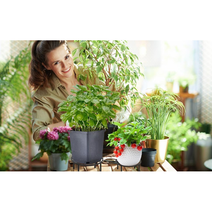 В-1 Набір металевих підставок для квітів Чорний колір Вітальня, Квітковий табурет Садовий для використання в приміщенні та на вулиці, Полиця для квітів Балконна полиця для рослин Декоративна підставка для рослин Приміщення та на вулиці Декор - Різна висот