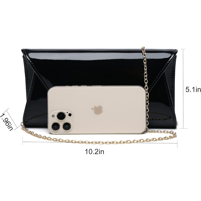 Жіноча лакована сумочка-клатч для вечірок, чорна