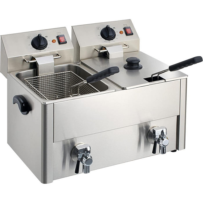 Електрична подвійна фритюрниця GastroHero ECO 1010 літрів зі зливним краном