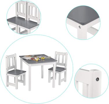 Дитячий стіл WOLTU з 2 стільцями, стіл і стільці для дітей, закруглені краї і кути, дитяча сидяча група з МДФ, стіл 60x48x50 см, с
