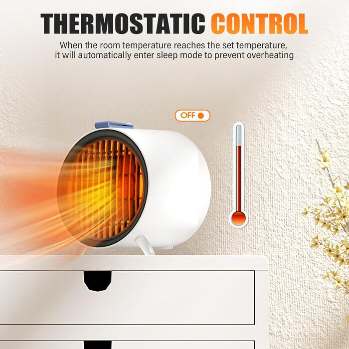 Тепловентиляторний обігрівач, керамічний PTC вентиляторний обігрівач, міні-керамічний вентиляторний обігрівач, змінна швидкість, захист від перекидання та перегріву, портативний електричний обігрівач для офісу, столу, спальні, використання в приміщенні, б
