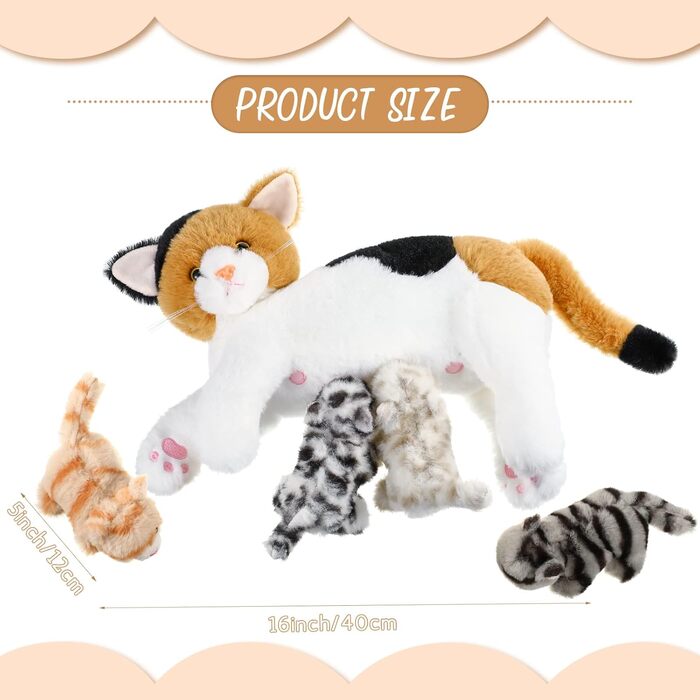 М'яка іграшка Skylety Nourishing Cat Soft Toy 40 см, поліпропіленова бавовна