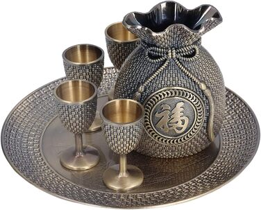 Набір келихів для вина у турецькому стилі, вінтажні склянки та глечик зі сплаву цинку з рельєфним декором для весільного декору, чаювання та домашнього використання