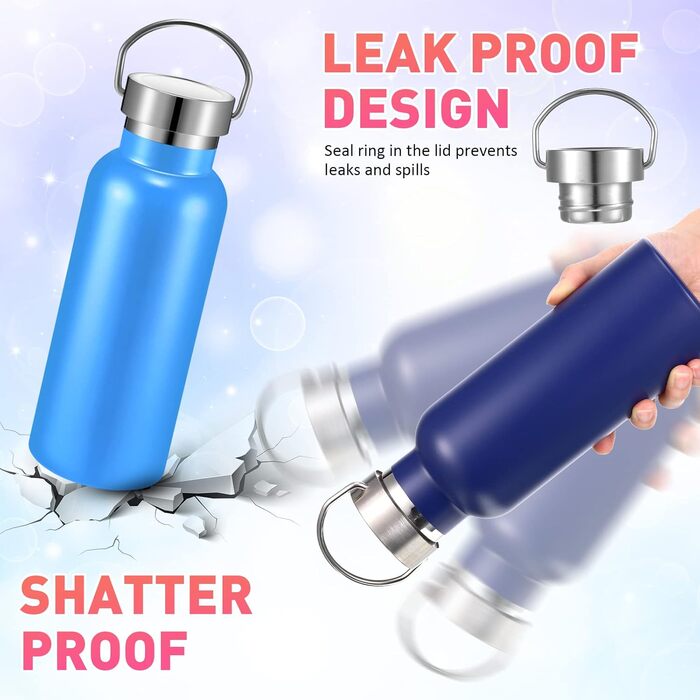 Мл з нержавіючої сталі Спортивна пляшка для води з подвійними стінками з ізоляцією з кришкою з ручкою Металева пляшка для води Баг