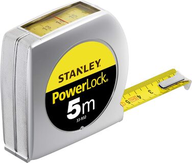 Рулетка Stanley Powerlock 0-33-932 (5м з оглядовим вікном, надміцний ремінець, майларовий захисний шар, хромована, кліпса для ременя)