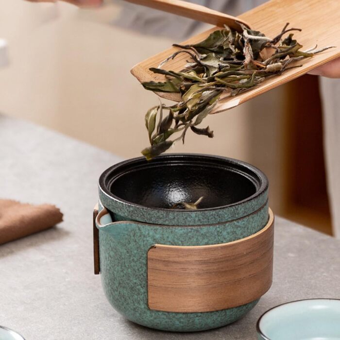 Порцеляновий китайський чайний набір для подорожей чайник та дві чашки, ідеальний для бізнес-поїздок та пікніків