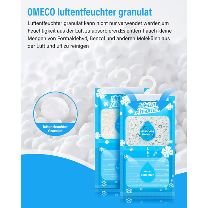 Х 230 г підвісний осушувач повітря, пакети для шафи, одноразові гранули для сушіння, підходить для поглинання вологи для дому, пральні, запахи, без запаху, 20 упаковок по 230 г, 20 шт., 20