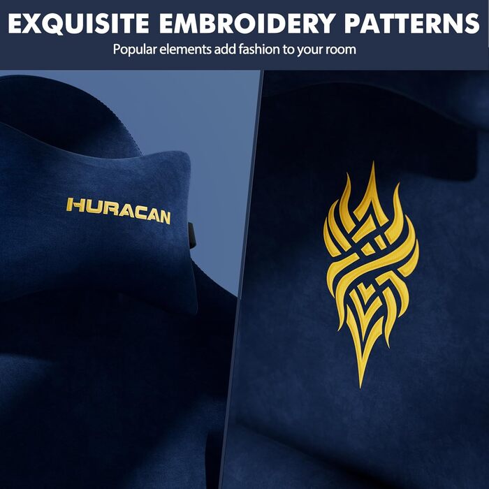 Ергономічне ігрове крісло Ferghana, ігрове крісло з високоякісної оксамитової тканини, ігрове крісло, письмове крісло з поперековою опорою, пружинною подушкою сидіння, підголівником, офісне крісло для кіберспорту/дому/офісу, темно-синє, серія 220, темно-с