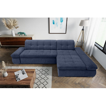 Колекція Moric кутовий диван, L-подібний диван, кутовий диван, L-подібний диван 300 x 172 x 80 см (Ш x Г x В), темно-синій, правий шезлонг, темно-синій