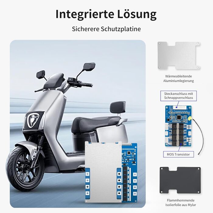 Захисна плата літієвої батареї BMS 14S 51.8V 30A з балансувальним проводом та NTC, загальним підключенням, десятьма функціями захисту, системою керування літій-іонним акумулятором, Li-Ion BMS Bisida BMS 14S 51.8V 30A