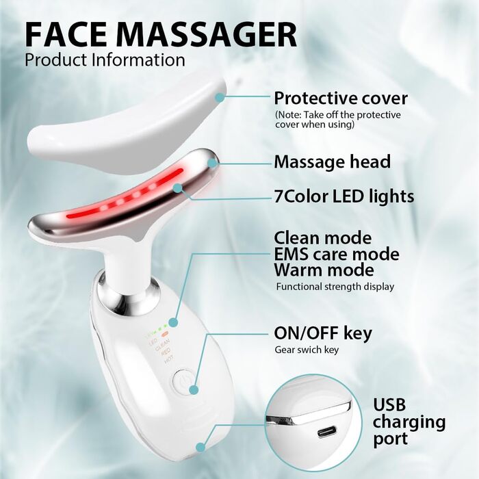 Масажер для обличчя проти зморшок, 3-в-1 пристрій для краси обличчя, 45 V Face Beauty Meter пристрій для обличчя для підтяжки та підтяжки шкіри, EMS масаж обличчя для жінок чоловіків V Shape Face пристрій