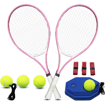 Тенісна ракетка для дорослих, набір тенісних ракеток для початківців та професіоналів для двох гравців, з 4 тенісними м&39ячами, 3 овергрипами, 1 тенісною сумкою, рожевого кольору