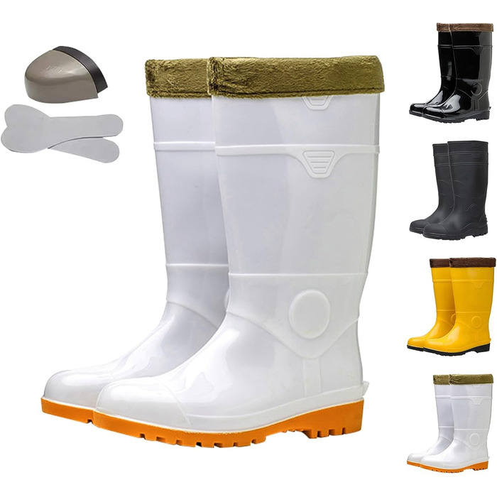 Чоловічі лабораторні гумові чоботи, з теплою підкладкою, високі гумові чоботи до коліна, термоізоляція, вуличні чоботи без шнурівки для риболовлі, полювання та садівництва, нековзні водонепроникні гумові чоботи, Z, 39 1/3 EU
