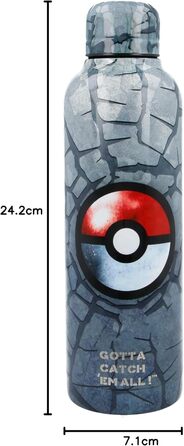 Термопляшка з нержавіючої сталі POKEMON DISTORTION для молоді, 515 мл, сіра