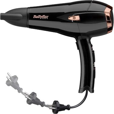 Набір BaByliss стайлер 2-в-1 Straight & Curl Brilliance ST482E та іонічний фен Cordkeeper 2000 D373E (2000 Вт) з функцією автоматичного згортання кабелю в руків'ї, чорний