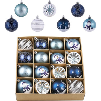 Різдвяні кульки 16 шт сріблясто-блакитний Valery Madelyn