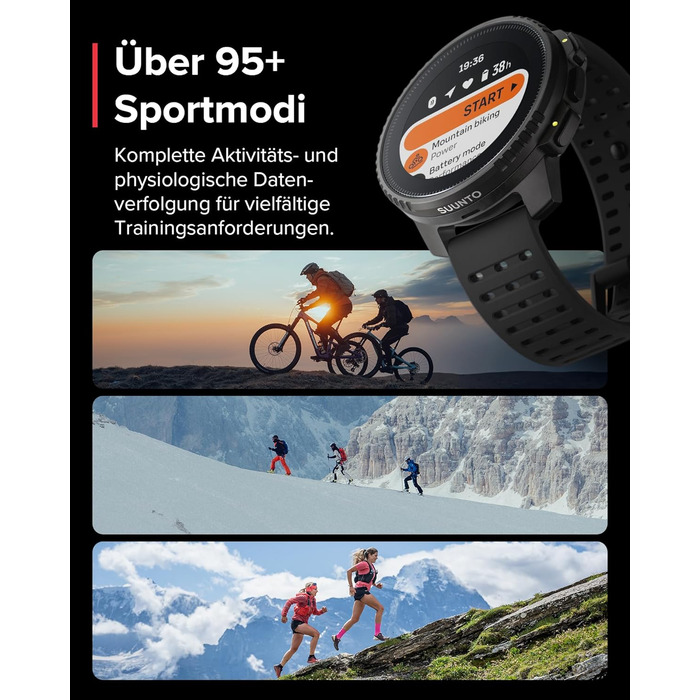 Годинник SUUNTO Vertical Adventure смарт-годинник із GPS, двочастотна GPS-навігація, безкоштовні офлайн-карти, сонячна зарядка, час роботи від батареї до 65 днів, корпус військового класу, водонепроникність 100 м, повністю чорний вертикальний корпус