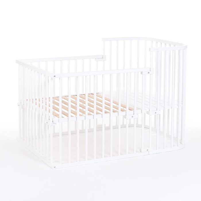 Комплект для переобладнання дитячого ліжка babybay для приліжкових ліжечок, плавне регулювання, підходить для моделі Maxi та ліжка Boxspring / дитячого ліжка, розмір 140 см x 89 см, виготовлений з масиву бука, білий лак