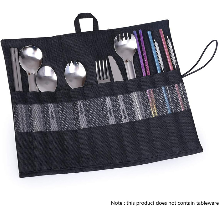 Столові прибори Рулон Чорний кемпінг Портативний намет Кілочки Сумка для перенесення Посуд Кухонний набір Палички для зберігання С
