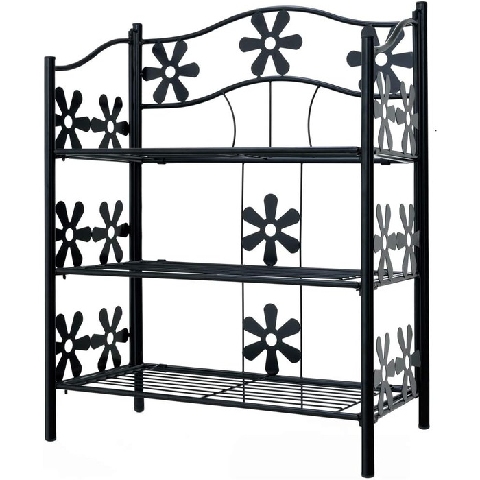 Рівнева металева підставка для квітів, чорна, підставка для рослин для приміщень/вулиці, полиця для рослин на балконі, гумові ніжки, садова лавка для квітів, квітковий табурет, 3 полиці, висота 70 см, 3-