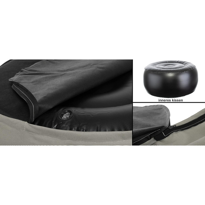Надувний пуф Brandsseller для вулиці Ø 55 x 25 см Водовідштовхувальне крісло-мішок для саду, патіо, вітальні та пляжу Водостійкий та легкий у догляді, сіро-коричневий